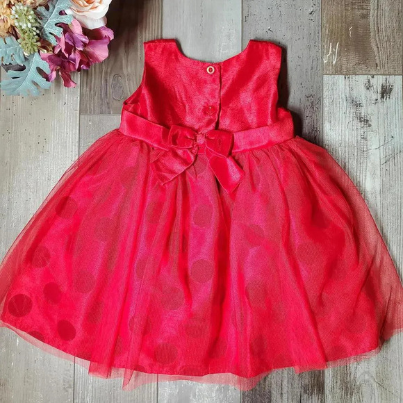 BLUEBERi boulevard Formal Red Polka Dot Tulle Girls Dress Size 24 Months NWOT - Picture 3 of 16